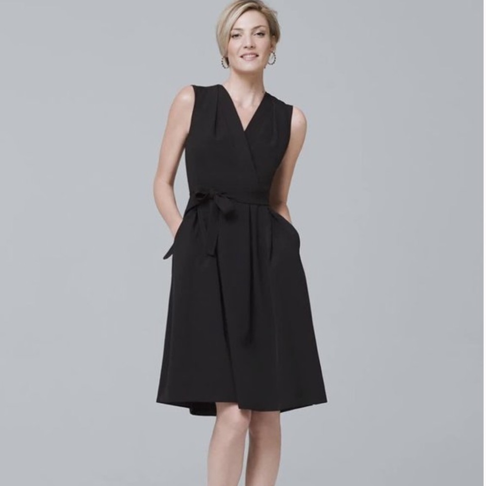 *HP!* WHBM Sleeveless Black Belted Surplice Dress, 00